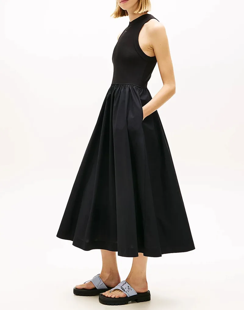 TOMMY JEANS TJW RIB POPLIN TANK DRESS EXT DW0DW22593-BDS Black