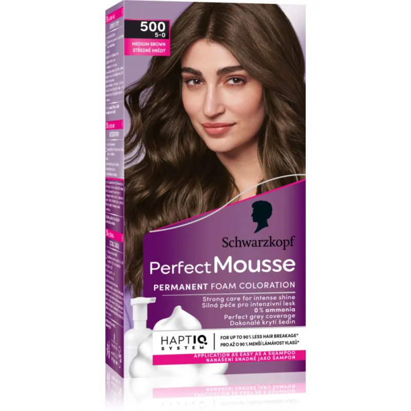 Schwarzkopf Perfect Mousse μόνιμη βαφή μαλλιών απόχρωση 500 Medium brown 1 τμχ