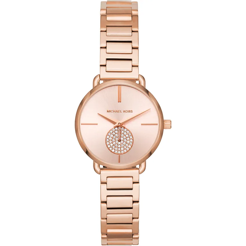 MICHAEL KORS Petite Portia Crystals Rose Χρυσό Stainless Steel Bracelet MK3839