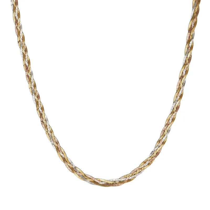 Γυναικείο τρίχρωμο κολιέ 925 με snake αλυσίδες 055463 055463 Ασήμι
