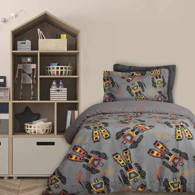 Σετ Παπλωματοθήκη Βαμβακερή Μονή 160x240εκ. Kid Line 4974 Grey Das Kids (Ύφασμα: Βαμβάκι 100%, Χρώμα: Γκρι) - DAS KIDS - 406009104974