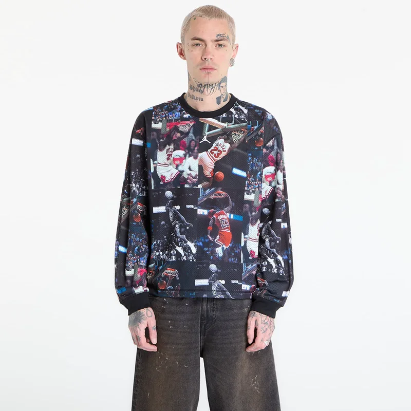 T-shirt Jordan Flight Men's Printed Long-Sleeve Jersey Black/ White L