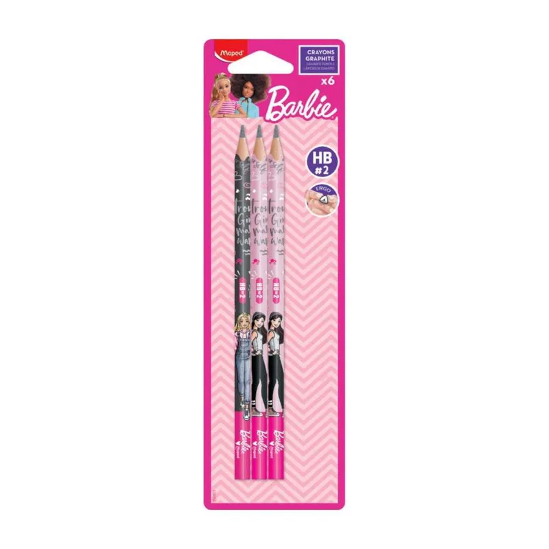 Maped Σετ Μολύβια Barbie με Γόμα HB Blister των 6 τεμ