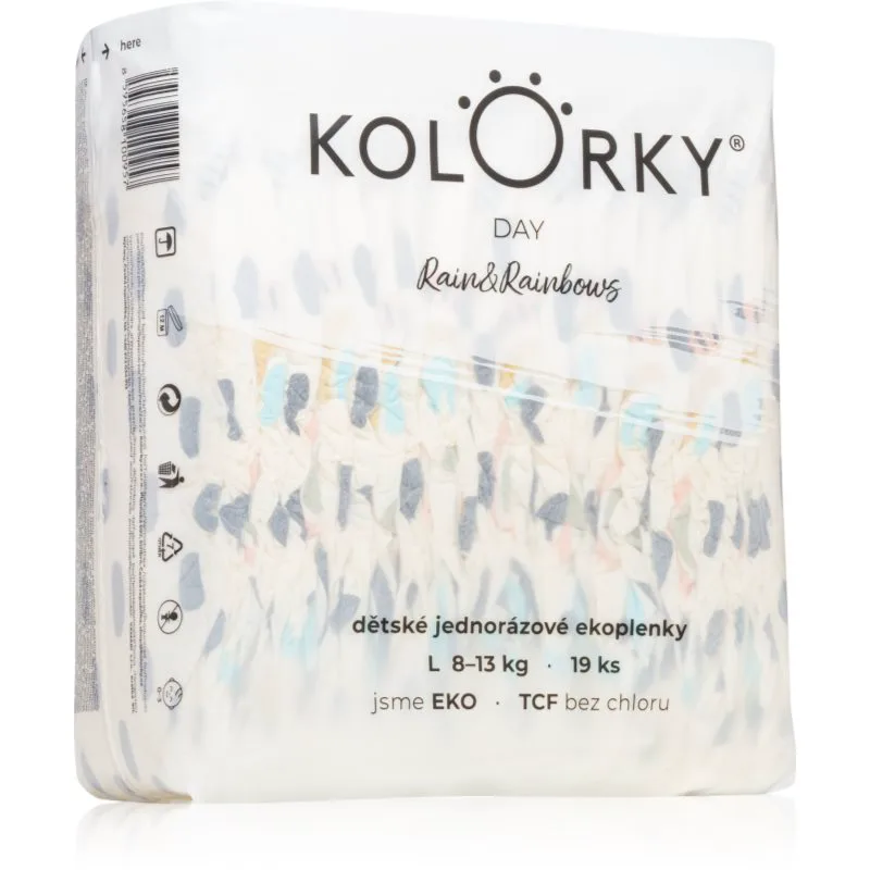 Kolorky Day Rain&Rainbow πάνες μιας χρήσης ECO μέγεθος L 8-13 Kg 19 τμχ
