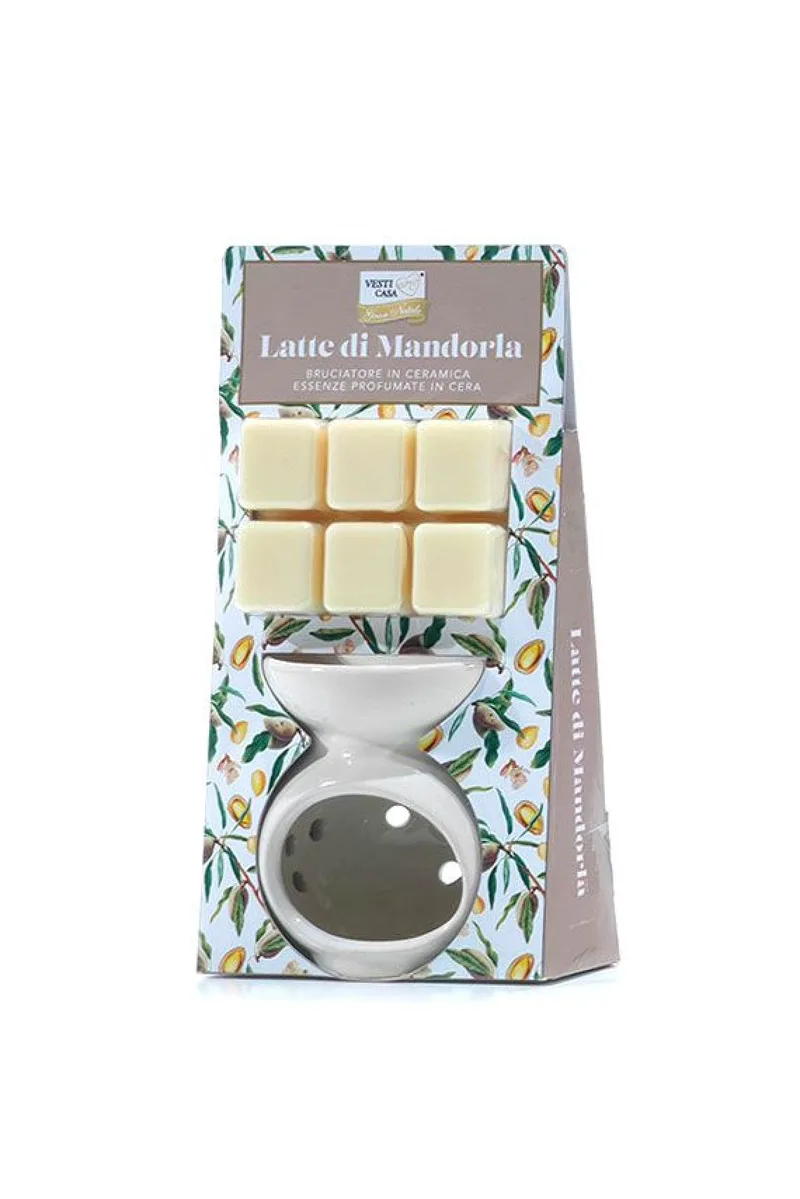 Αρωματιστης Κεραμικος Και Wax Melt Με Αρωμα Γαλα Αμυγδαλου Σετ Των 7 Λευκό GTR