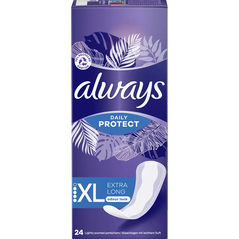 Always Daily Protect Odour Lock XL Σερβιετάκια με Μεγαλύτερο Μήκος & Πλάτος για Επιπλέον Προστασία 24 Τεμάχια