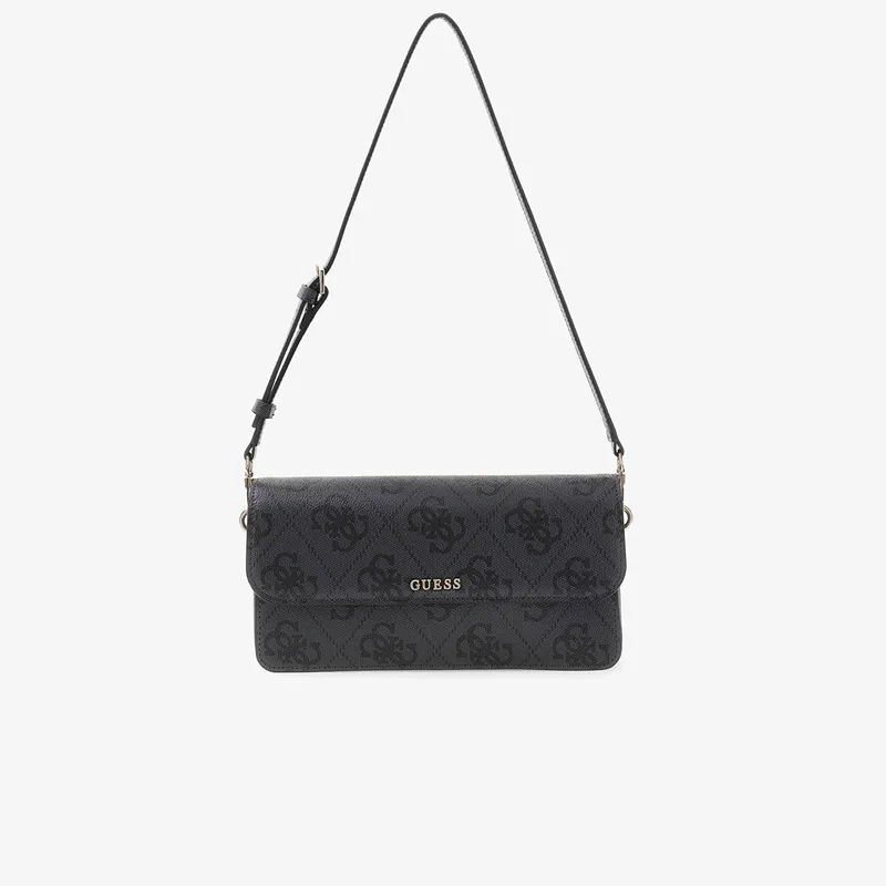 GUESS Sadie Flap Shoulder Bag Coal Logo Universal