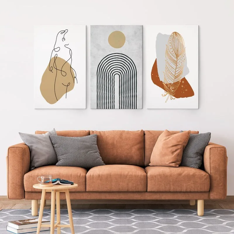 OUTLET Σετ Τριπτυχος Πινακας σε καμβά ABSTRACT VIBES 30cm x 50cm