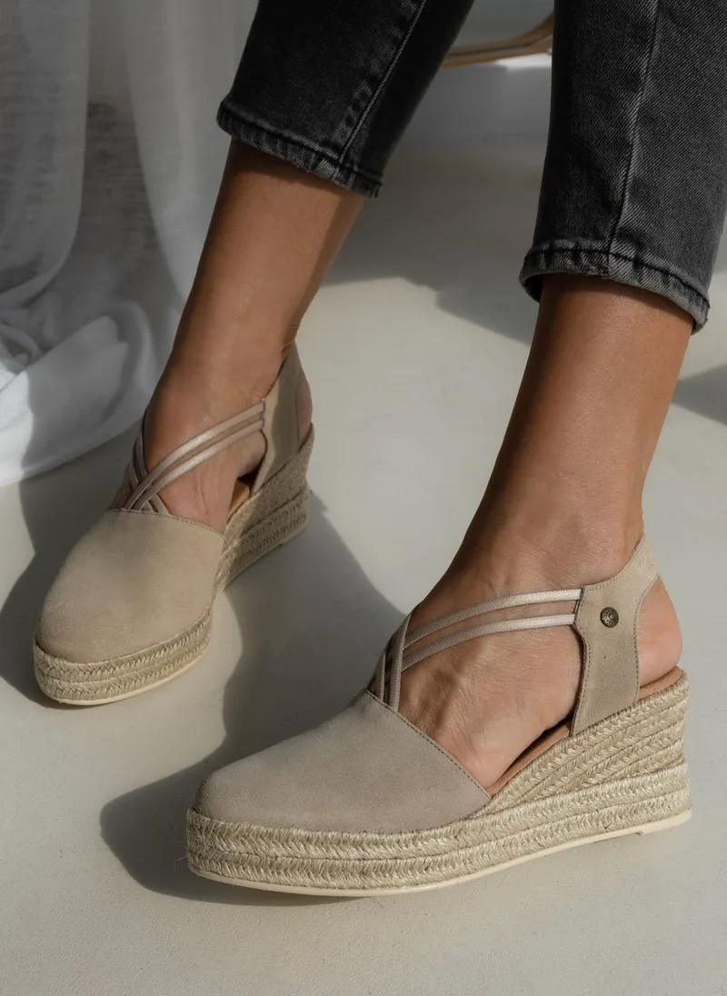 RAGAZZA Suede Platform Espadrilles - 705 - Μπεζ