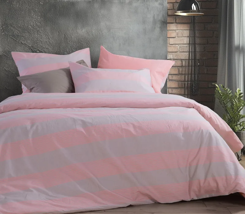 Σετ Σεντόνια Μονά με Λάστιχο 3 Τεμαχίων Nef-Nef Casual Stripe Peach 100x200+35