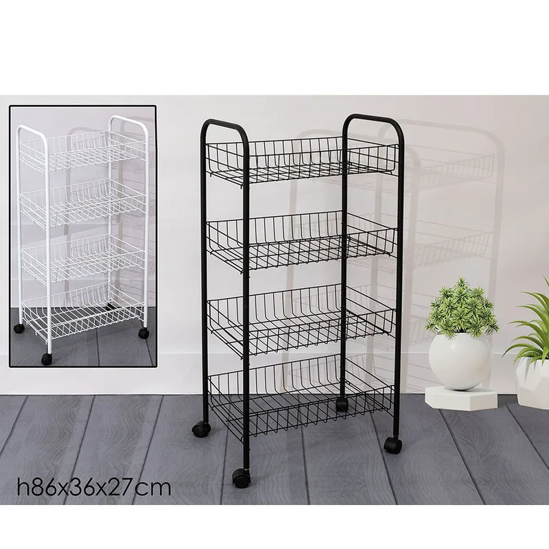 Τρόλεϊ Μαύρο/Λευκό Μέταλλο 36x27x86cm Σε 2 Χρώματα