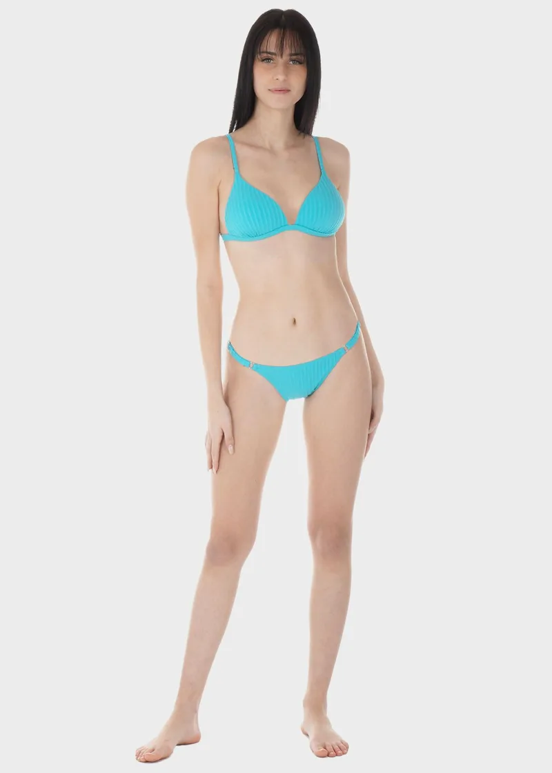 Γυναικείο set bikini μονόχρωμο ενσωματωμένη push up ενίσχυση bikini παρτό πλαϊνό ρυθμιζόμενο λουράκι.Καλύπτει B-C Cup ΠΕΤΡΟΛ