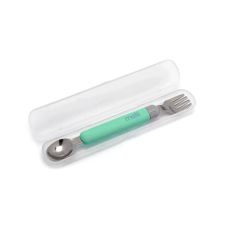 Κουταλοπίρουνο Με Θήκη Melii Spork On the Go Mint/Grey 11250