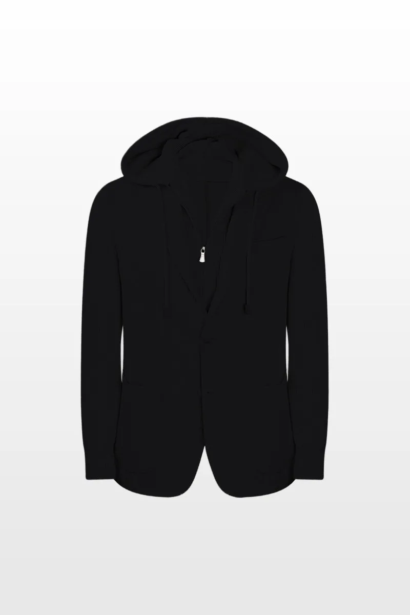 GRAN SASSO Ανδρικό Μαύρο Super Geelong and Flannel Hooded Jacket