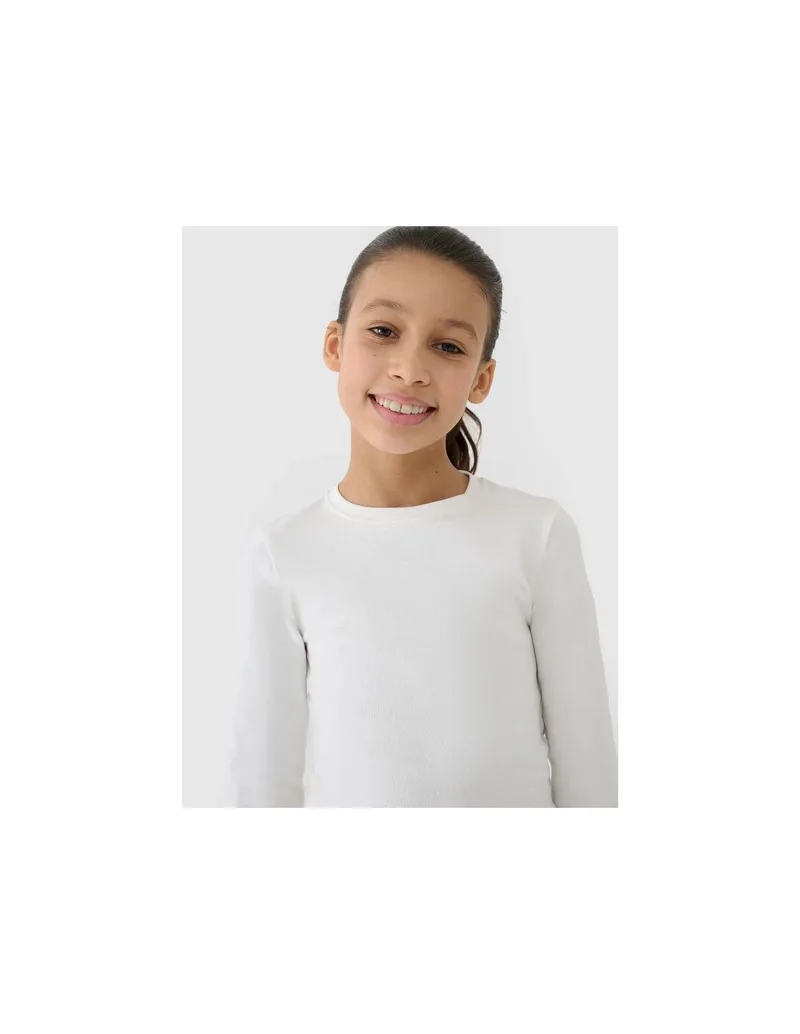 Longsleeve slim crop top plain girls 4F 4FJWSS25TLONF43011S