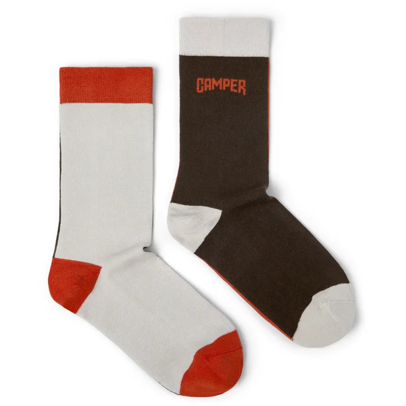 CAMPER Socks - Unisex Κάλτσες - Καφέ,Πορτοκαλί,Μπεζ, Μέγεθος M, Cotton fabric