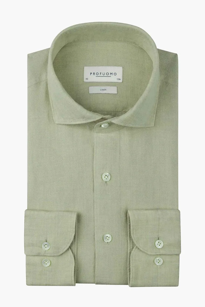 Profuomo ανδρικό λινό πουκάμισο Slim Fit - PPXH10017M Πράσινο Ανοιχτό