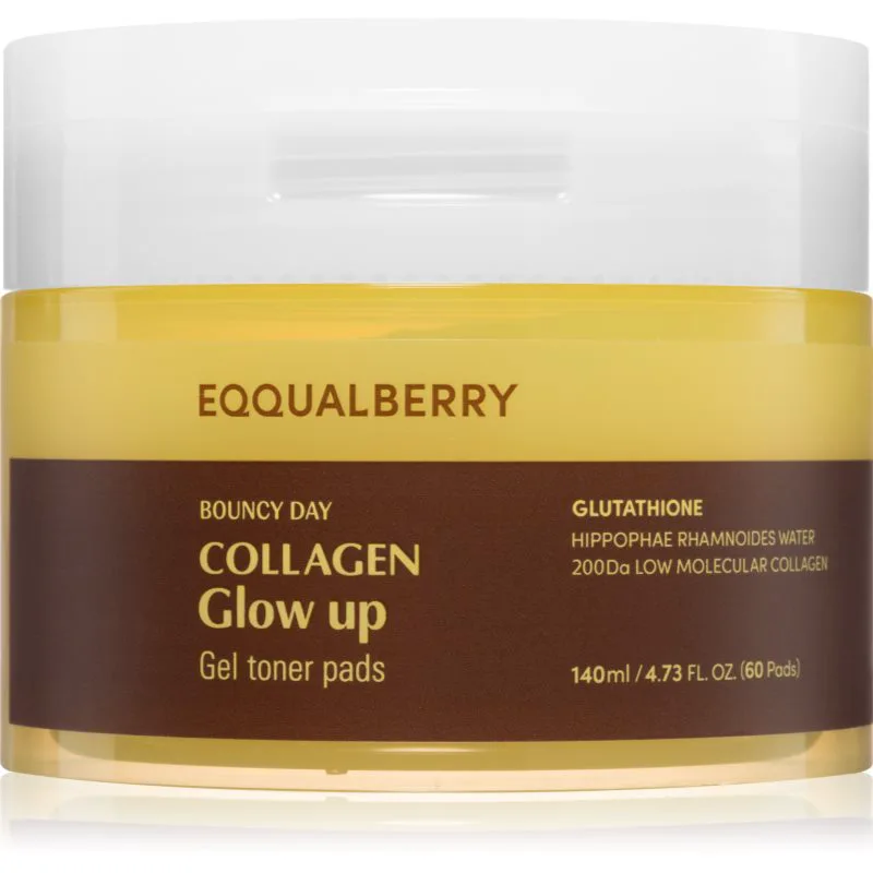 EQQUALBERRY Collagen Glow Up Gel Toner Pads επιθέματα τόνωσης για λαμπρή επιδερμίδα 60 τμχ