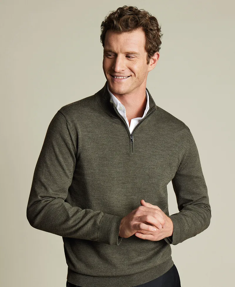 Charles Tyrwhitt Ανδρικό Πουλόβερ Merino Wool Regular Fit
