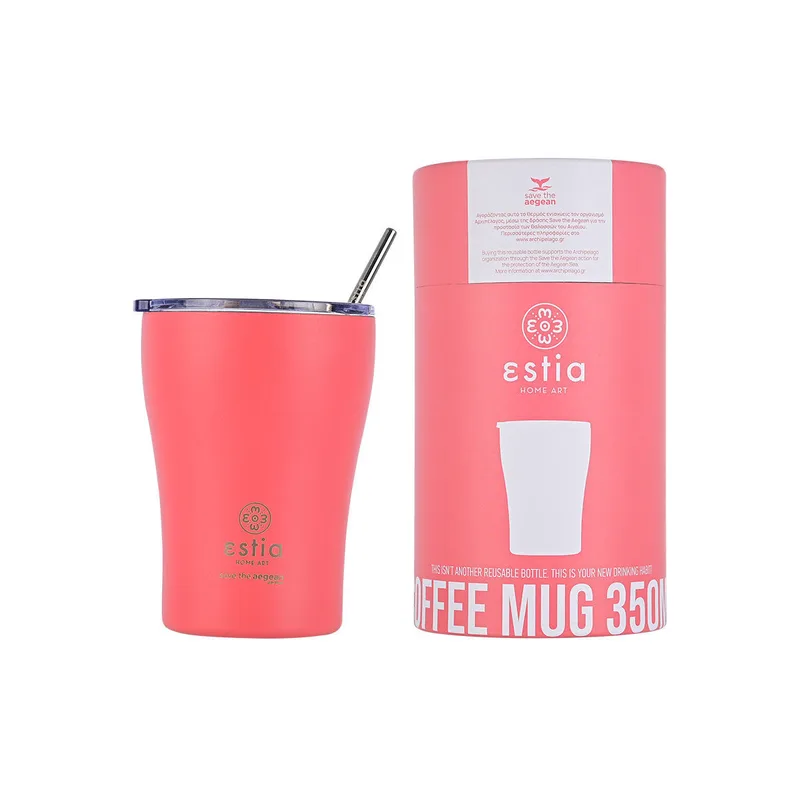 ΘΕΡΜΟΣ COFFEE MUG SAVE THE AEGEAN 350ml FUSION CORAL 01-12199, ESTIA