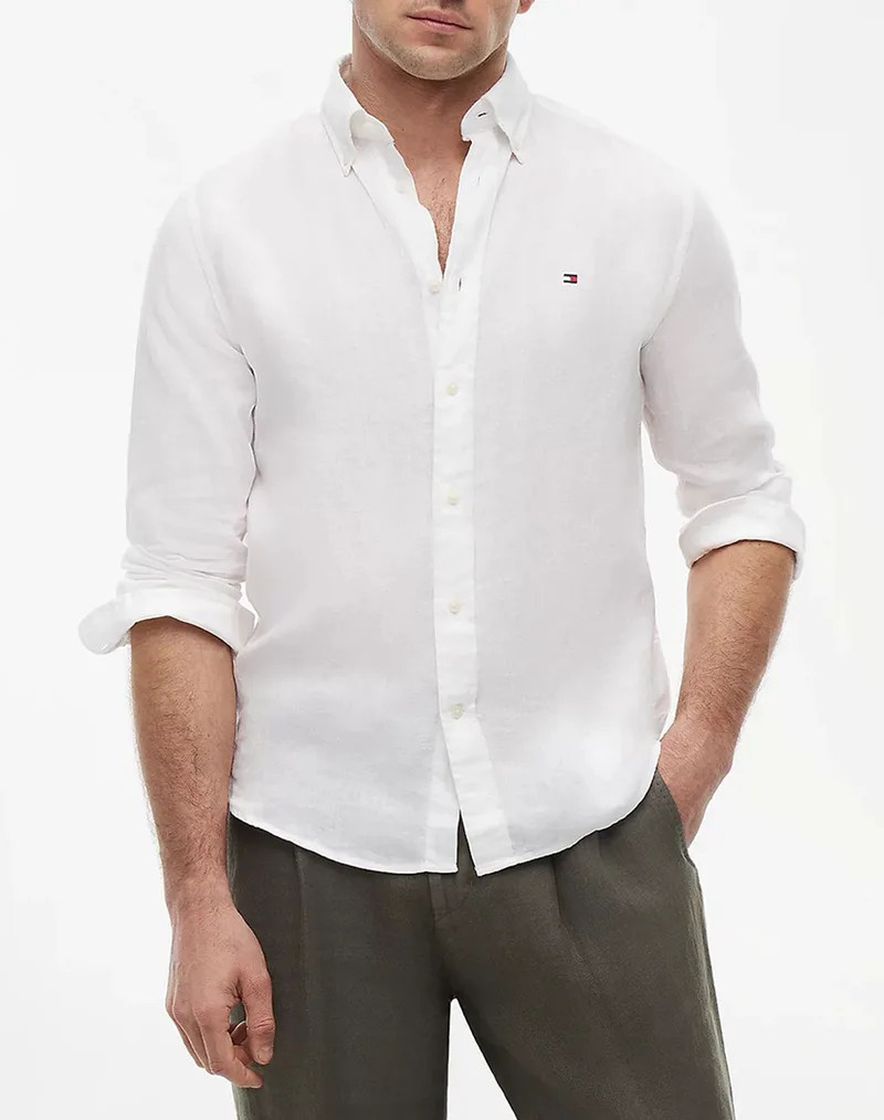 TOMMY HILFIGER PIGMENT DYED LI SOLID RF SHIRT MW0MW41530-YBR White
