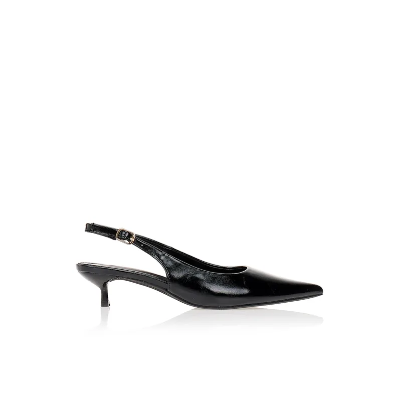 Γόβες μαύρες slingback χαμηλές ΜΑΥΡΟ
