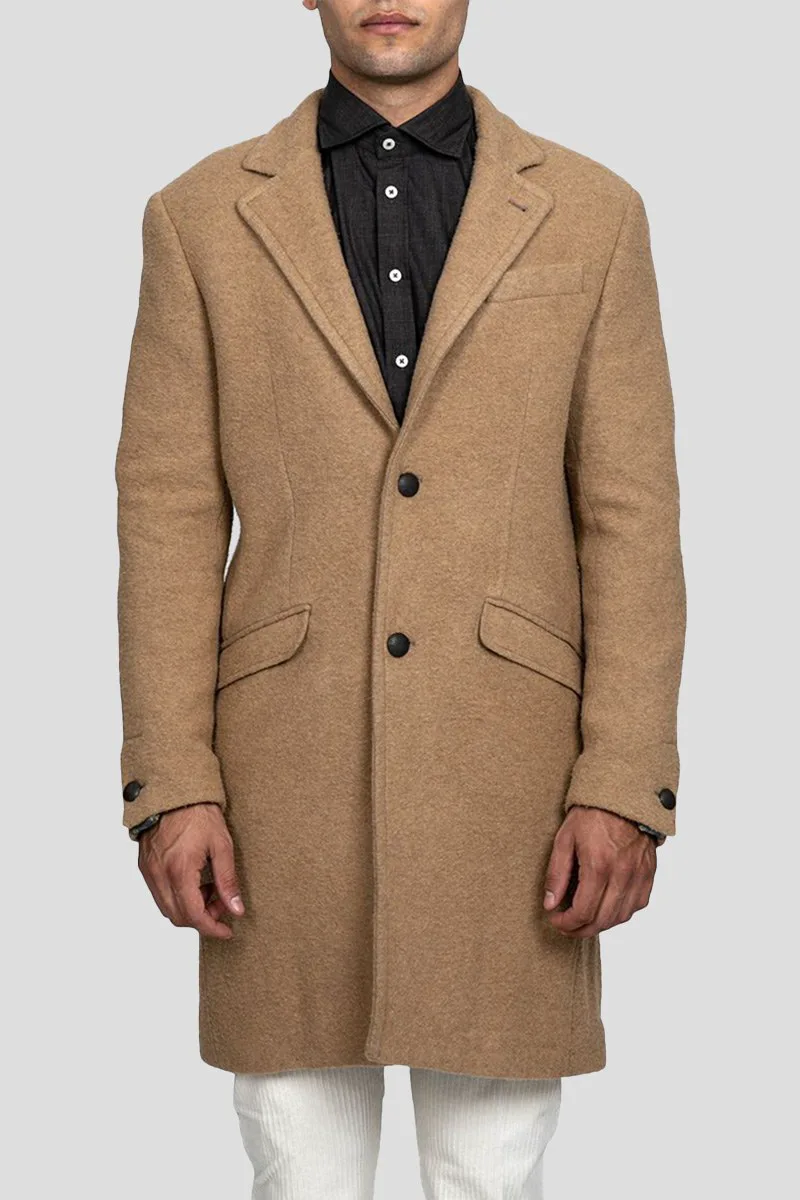 OFFICINA 36 Ανδρικό Καφέ Single-Breasted Camel Coat