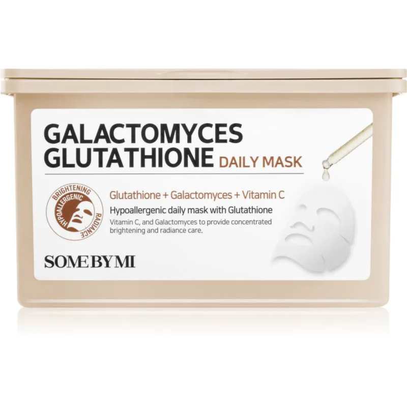 Some By Mi Galactomyces Glutathione Daily Mask Pack λαμπρυντική υφασμάτινη μάσκα λάμψης μεγάλη συσκευασία 30 τμχ
