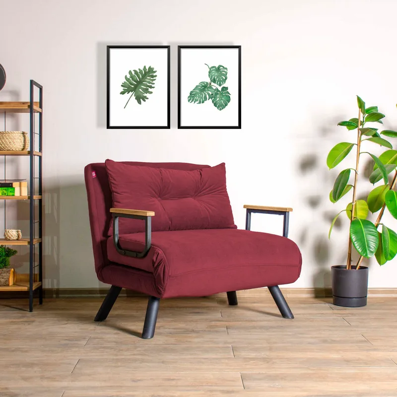 Πολυθρόνα Κρεβάτι Sando Single - Maroon 859Ftn2327 (67x41x50)