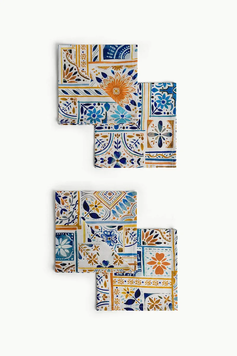 Coincasa σετ βαμβακερές πετσέτες κουζίνας με floral print (4 τεμάχια) - 007479036 Πολύχρωμο