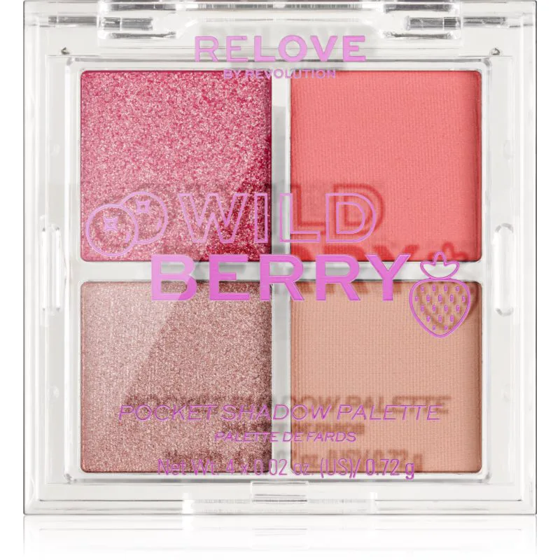 Revolution Relove Pocket Palette Παλέτα σκιών για τα μάτια απόχρωση Wild Berry 4x0.72 γρ