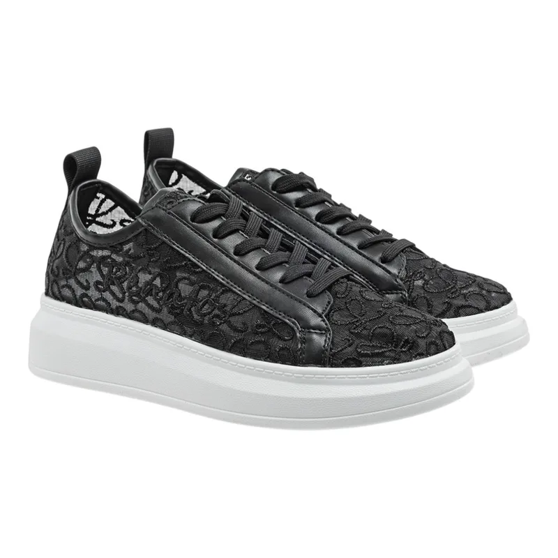 Renato Garini Γυναικεία Παπούτσια Sneakers 180-19R Μαύρο Δαντέλα Λευκό W119R18025W3