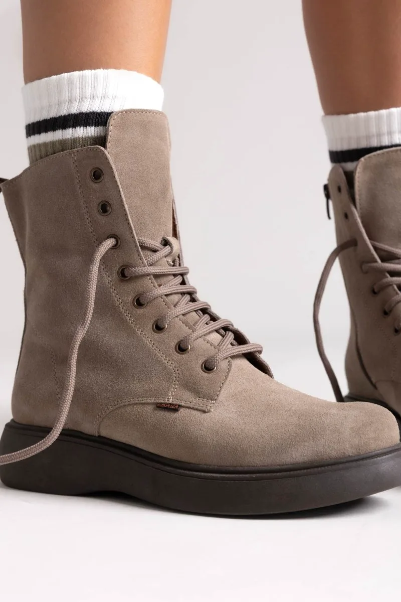 RAGAZZA Suede Lace-Up Ankle Boot - 0230 - Taupe Suede