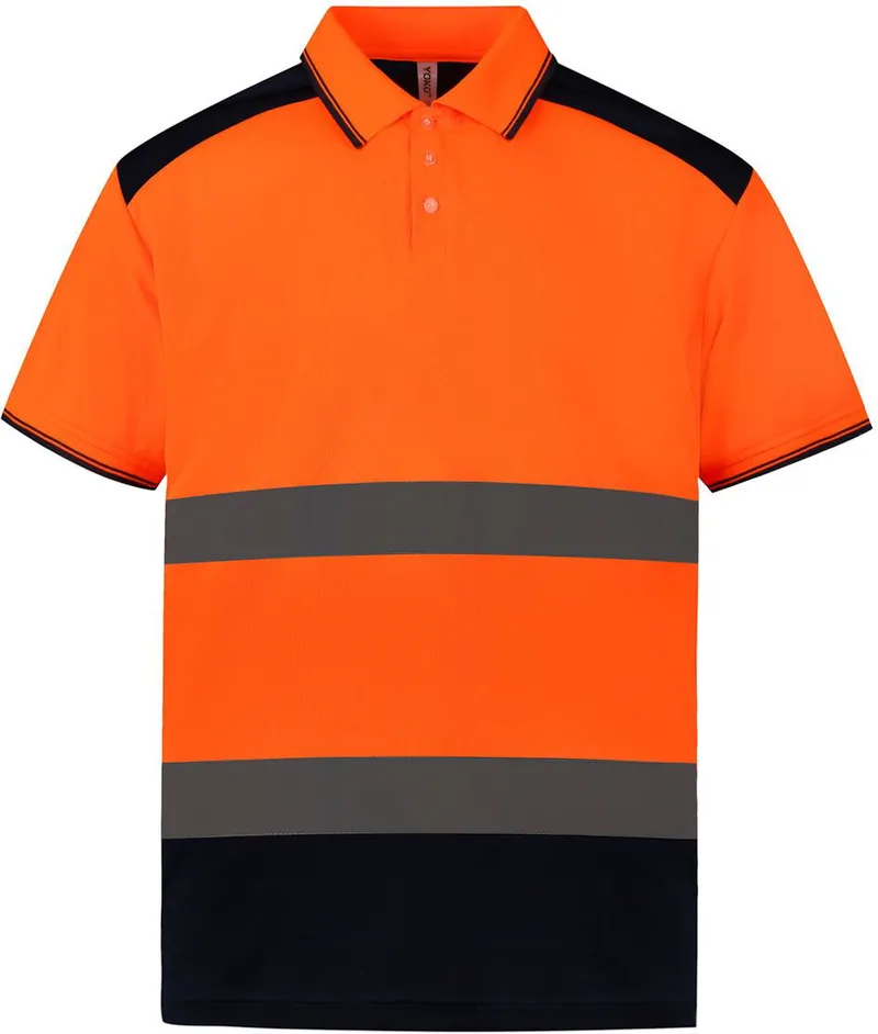 Polo ασφαλείας Fluo Yoko HVJ220 Fluo Orange/Navy