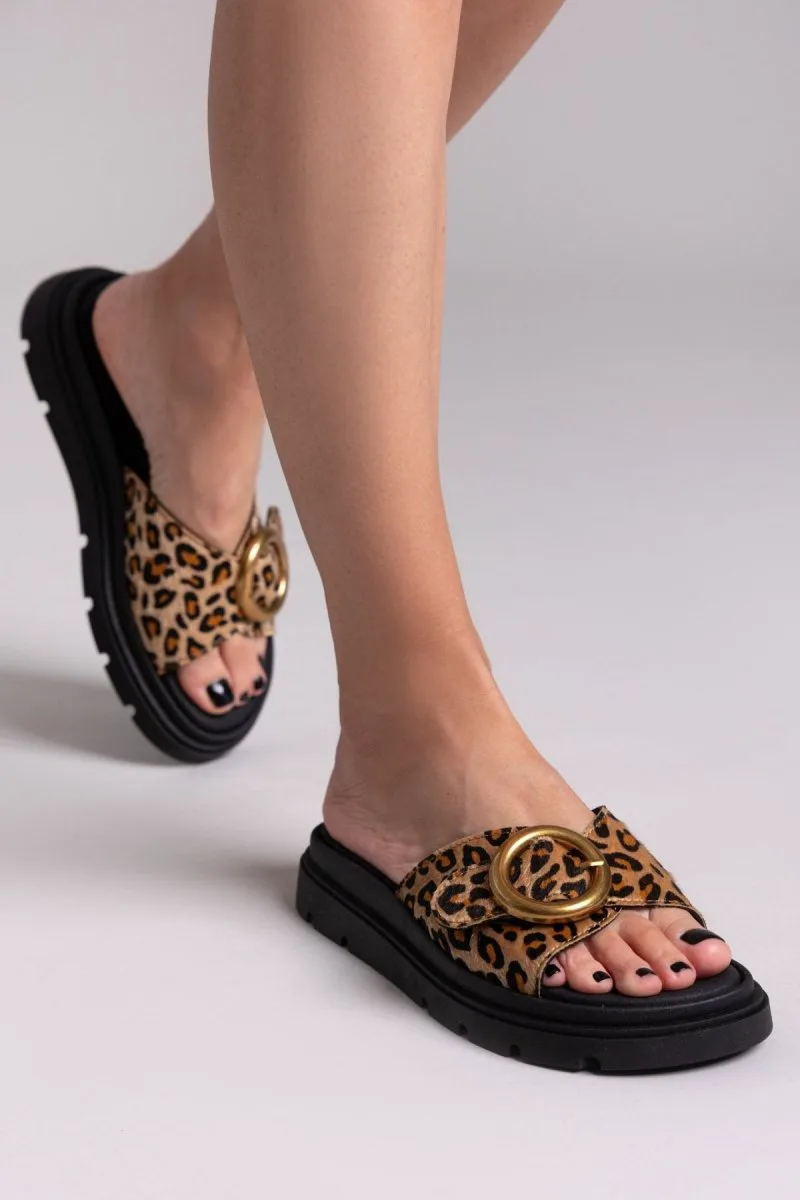 RAGAZZA Ponyskin Print Sandals - 01021 (pony leopard) - Leopard