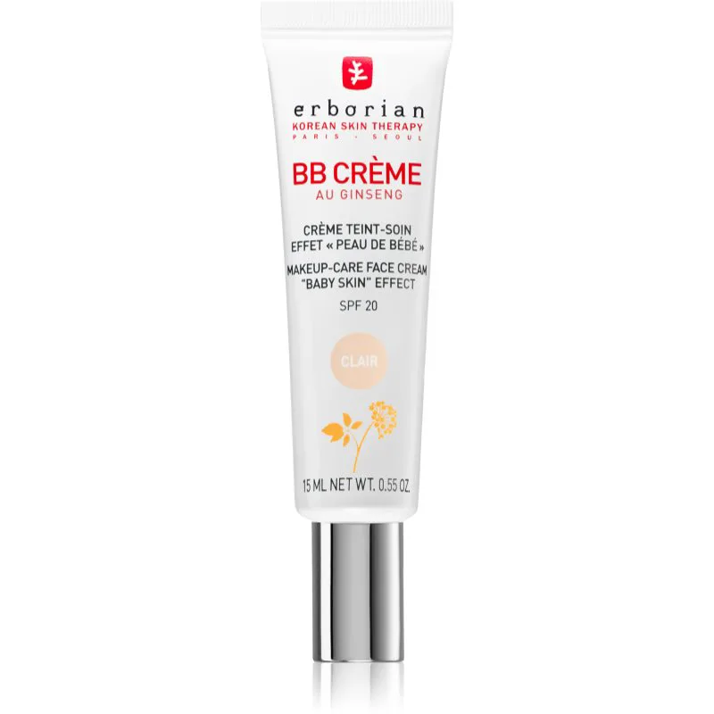 Erborian BB Cream κρέμα με χρώμα για άψογη εμφάνιση της επιδερμίδας SPF 20 μικρή συσκευασία απόχρωση Clair 15 ml