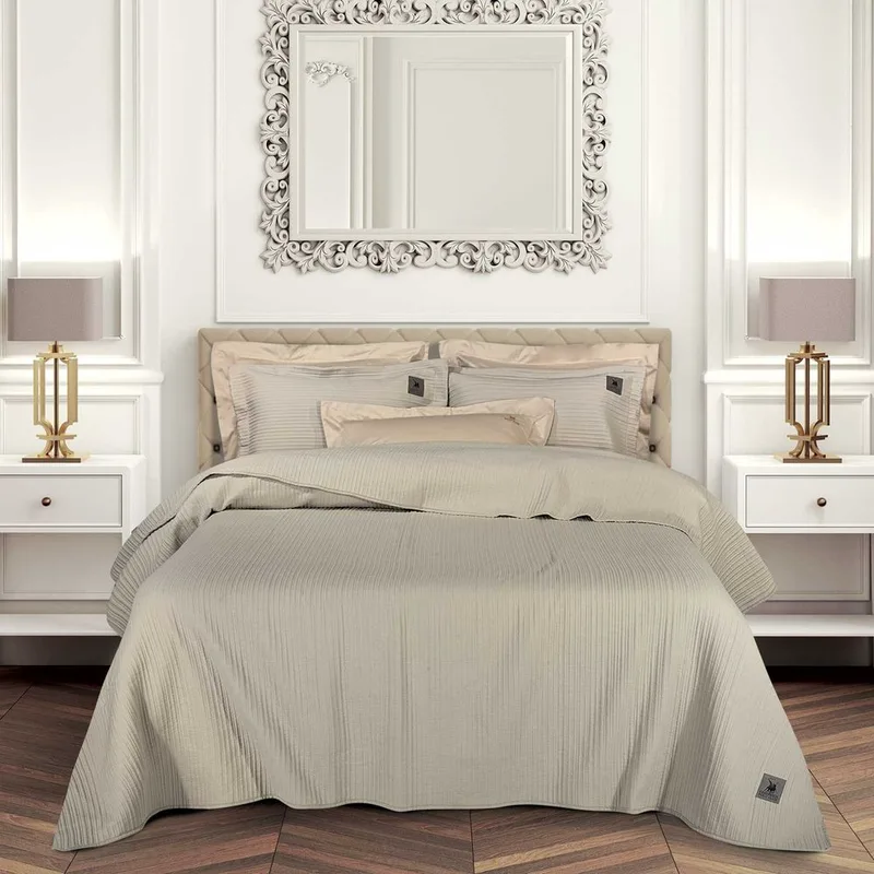 ΚΟΥΒΕΡΛΙ KING SIZE GREENWICH POLO CLUB ESSENTIAL 4455 ΚΑΦΕ TAUPE (240X250CM)