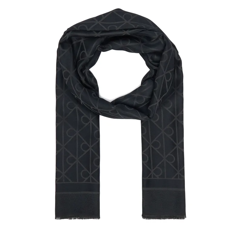 Πασμίνα Calvin Klein Emblem Aop Glossy Tonal Scarf LV04F8096G Μαύρο