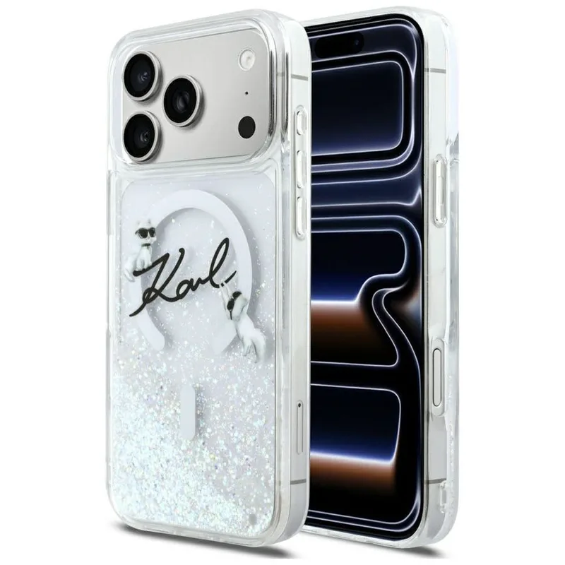 Θήκη Karl Lagerfeld Liquid Glitter Karl Script Logo MagSafe Clear iPhone 17 Pro