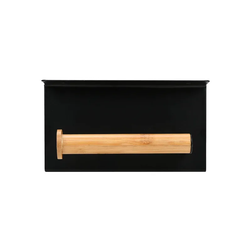 Estia χαρτοθηκη επιτοιχια bamboo essentials με θεση για κινητο μεταλλικη μαυρη