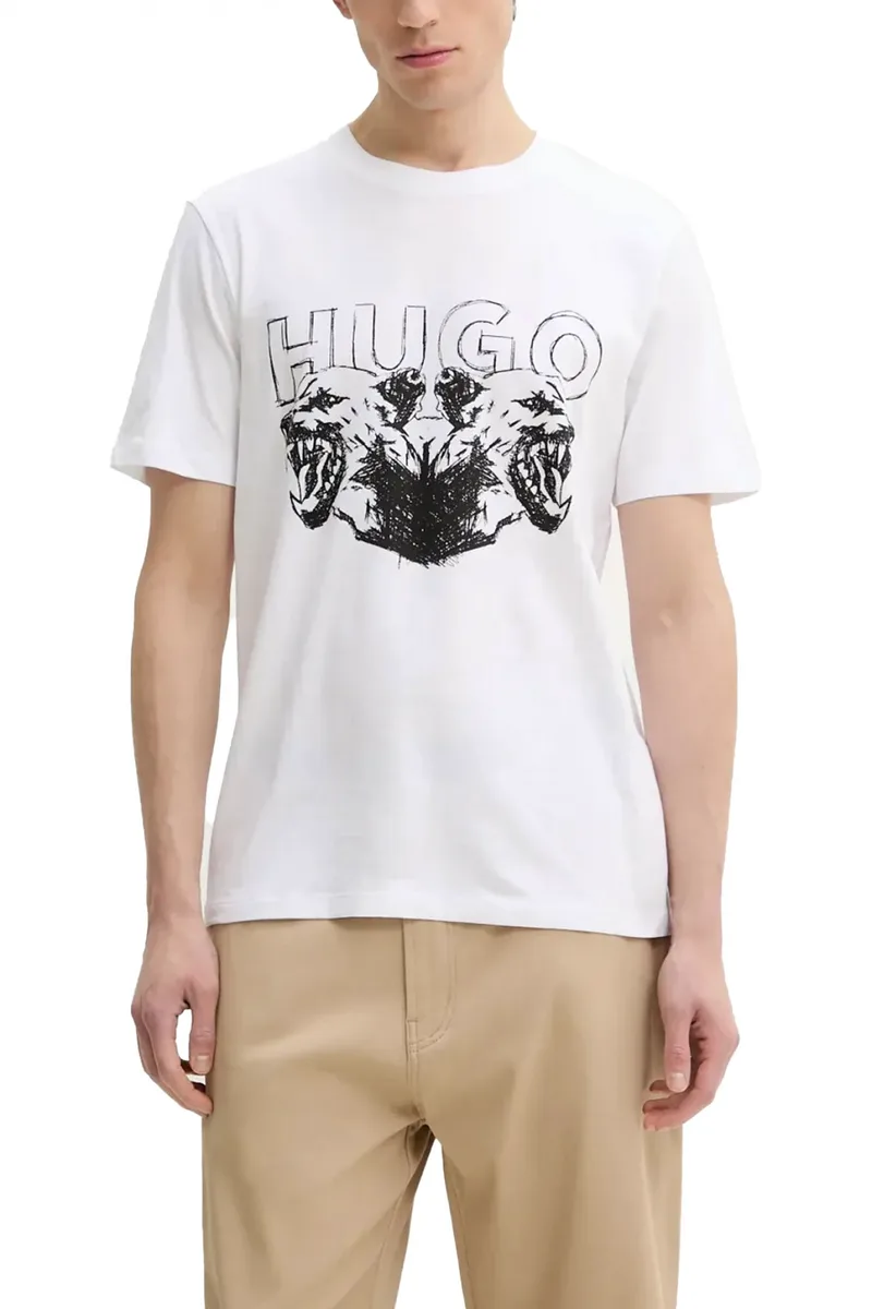 HUGO T-SHIRT DURRO LOGO ΛΕΥΚΟ