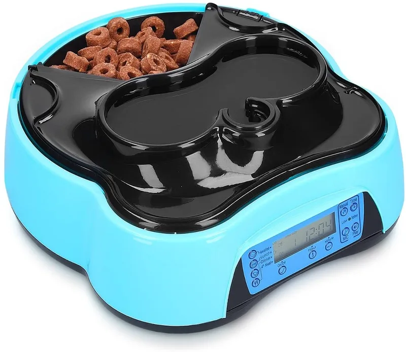 Navaris Automatic Food and Water Dispenser - Αυτόματη Ταΐστρα Φαγητού και Νερού με Χρονοδιακόπτη για Κατοικίδια - 1.6L - Blue / Black (44769.02)