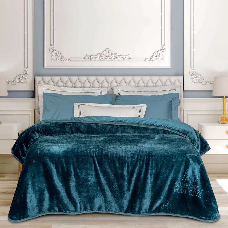 Κουβέρτα Βελουτέ Supersoft Υπέρδιπλη 220x240εκ. Essential 3498 Dark Aquamarine Greenwich Polo Club (Ύφασμα: Βελούδο, Χρώμα: Μπλε, Μέγεθος: Υπέρδιπλα) - Greenwich Polo Club - 220577203498