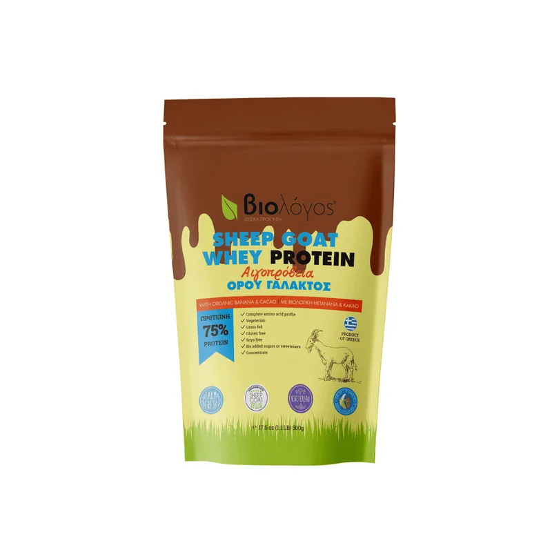 Biologos Αιγοπρόβεια Πρωτεΐνη Whey με Μπανάνα & Κακάο 500g