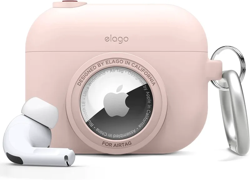 Elago Snap Shot Case - Θήκη Σιλικόνης για AirPods Pro 1st Gen και AirTag 2 / 1 - Sand Ροζ (EAPPAT1-SPK)