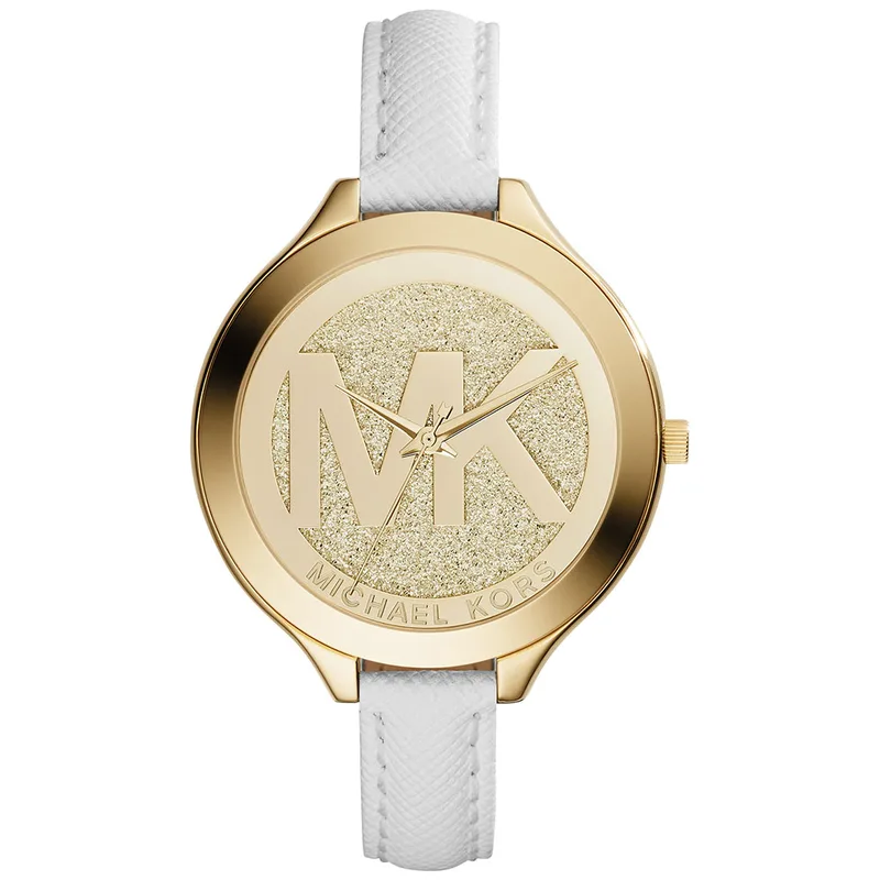 MICHAEL KORS Slim Runway Χρυσό White Leather Strap MK2389