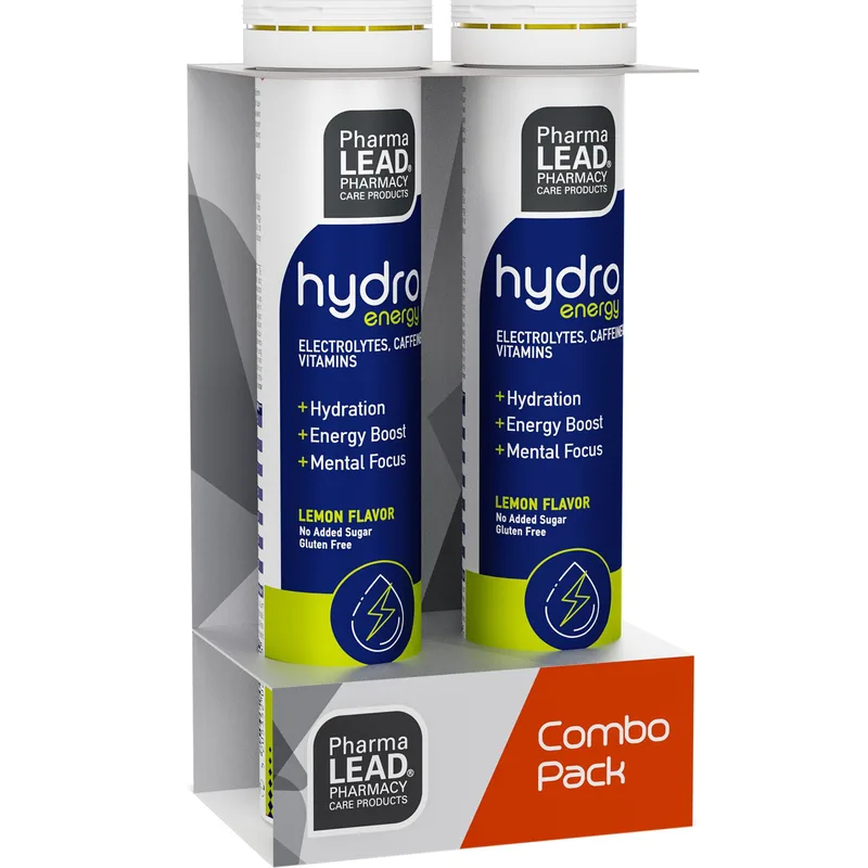 Pharmalead Promo Hydro Energy Electrolytes, Caffeine & Vitamins Συμπλήρωμα Διατροφής Ηλεκτρολυτών, Βιταμινών & Καφεΐνης για την Καλή Λειτουργία των Μυών, την Υποστήριξη του Μεταβολισμού & Παραγωγή Ενέργειας με Γεύση Λεμόνι 40 Effer.tabs (2x20 Effer.t