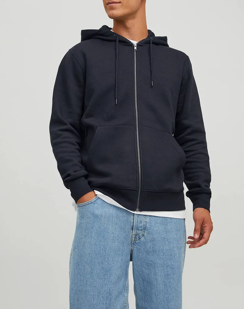 JACK&JONES JJESTAR BASIC SWEAT ZIP HOOD NOOS 12210830-BLACK Black