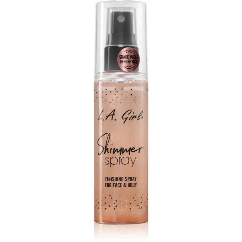 L.A. Girl Cosmetics Shimmer Spray σταθεροποιητικό σπρέι για μεικ απ Για πρόσωπο και σώμα απόχρωση Rose Χρυσό 80 ml