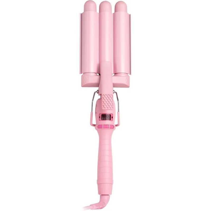 Mermade Mini Waver 25 mm τριπλό σίδερο μαλλιών για μπούκλες για τα μαλλιά Ροζ 1 τμχ